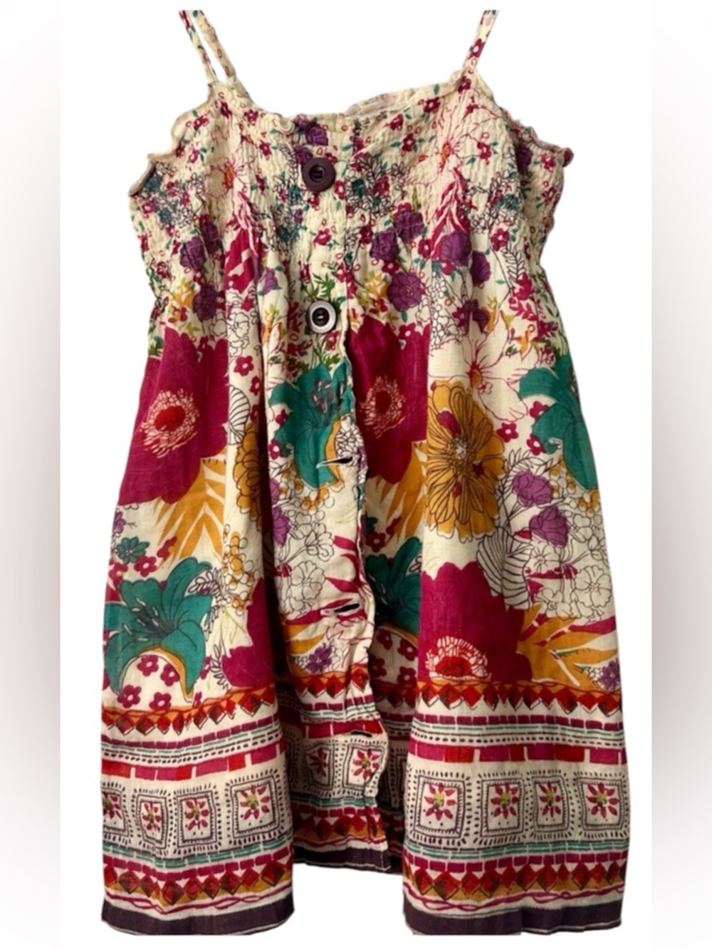 Daytrip Floral Button-Front Lined Cotton Cami Cropped Top made in India